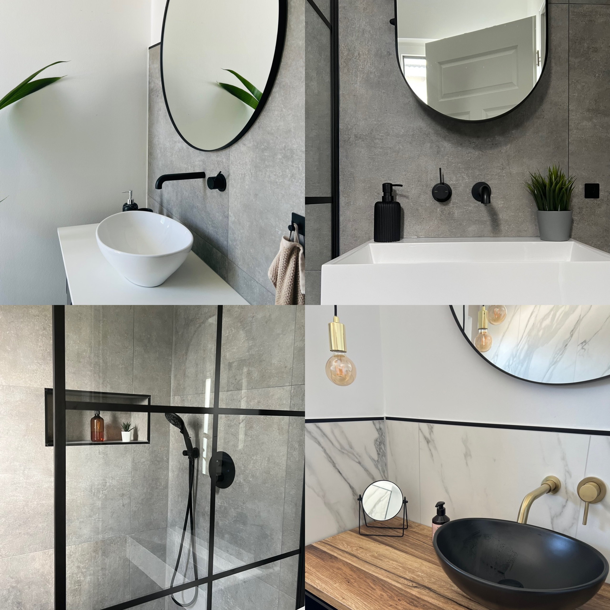 Referenz eines modern gefliesten Badezimmers